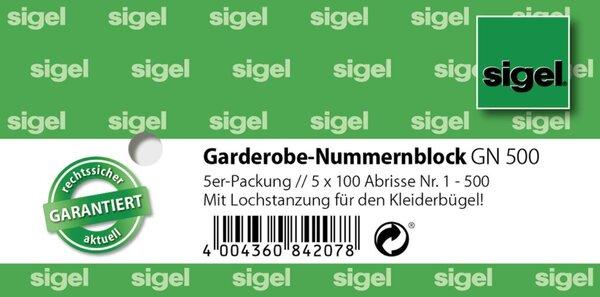 Produktbild Sigel Garderobe-Nummernblok, 5er-Pack (500 x)