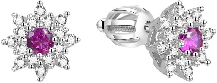 Actual product image Beneto Silver glittering earrings for flowers AGUP1444S (L)
