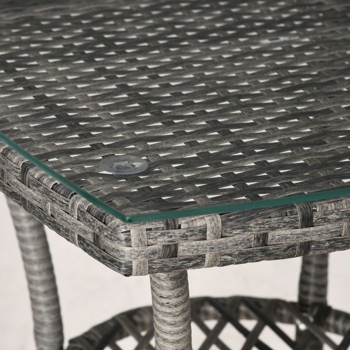 Produktbild Swisshandel24 Balkonmöbel Set für 2 Personen Sitzgruppe Rattan Gartenset Polyrattan Dunkelgrau (48 cm)