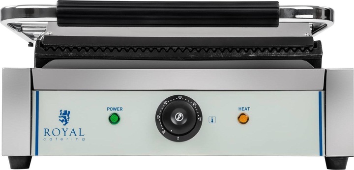 Produktbild Royal Catering Kontaktgrill Tischgrill Elektrogrill Panini Grill Sandwich Maker Geriffelt 2200W