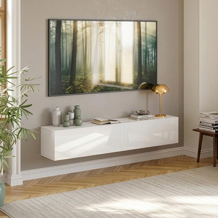 Produktbild En.Casa Hängeboard Evaton 160x32x30 cm Weiss, hochglanz (160 x 31.50 x 30 cm)