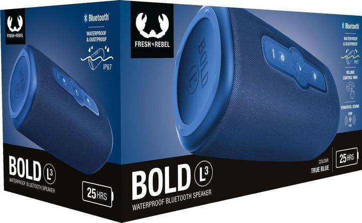 Image du produit Fresh'N Rebel Fresh 'n Rebel Bold L3 - Waterdichte Bluetooth speaker draadloos - 25 uur batterij - True Blue (0) (25 h, Fonctionnement sur batterie)