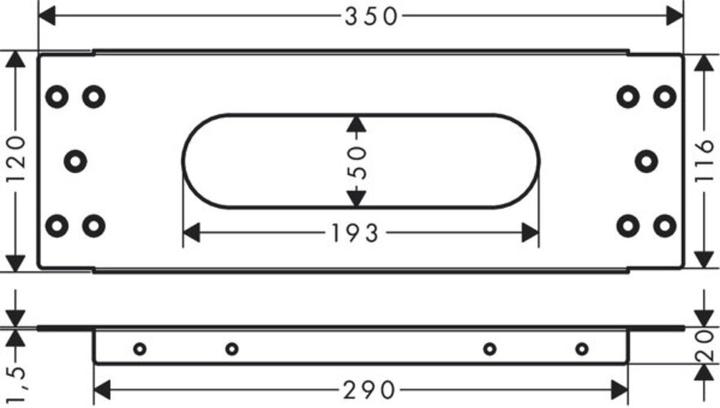 Actual product image hansgrohe HG mounting plate sBox for tile edge, 350x120mm