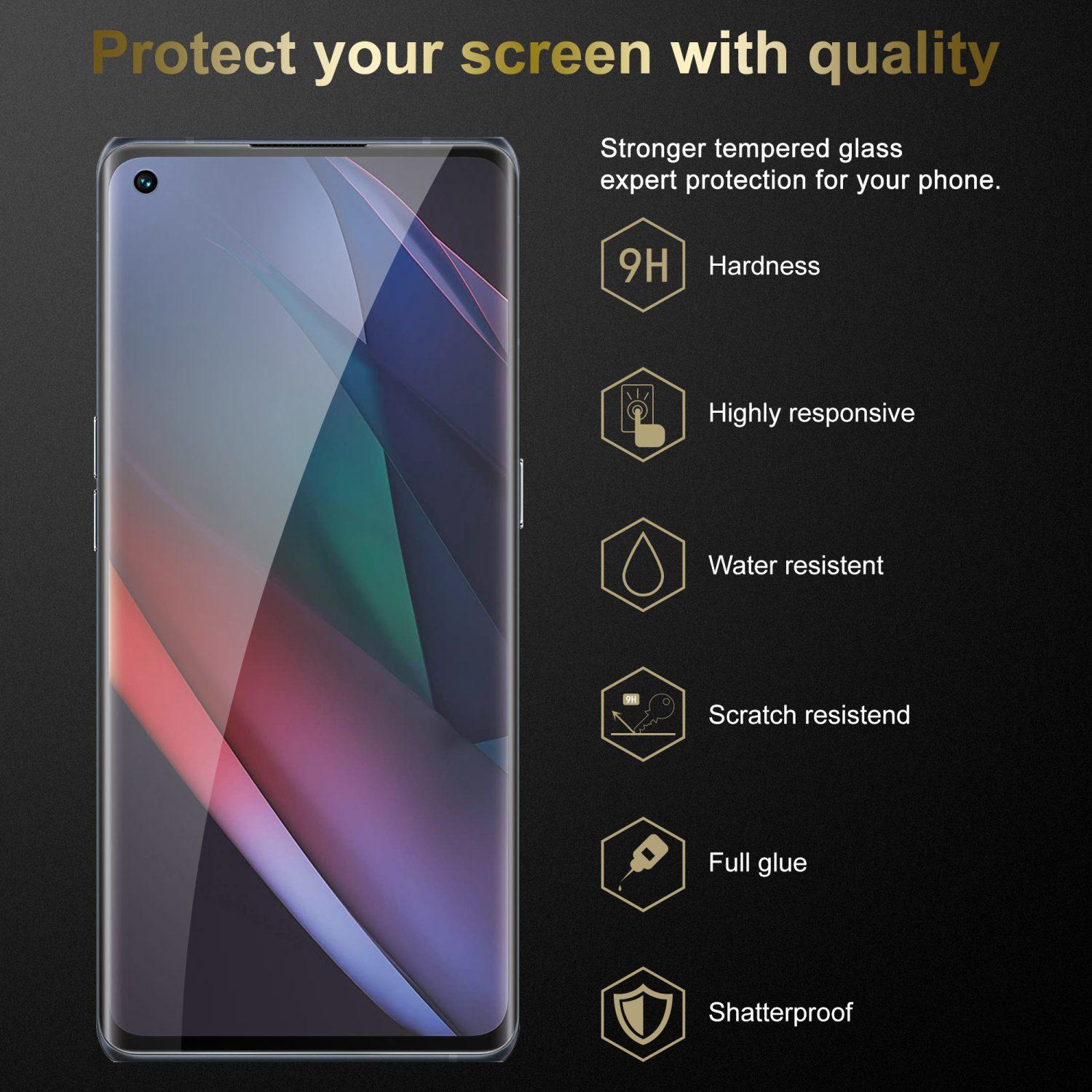 Thumbnail - Cadorabo Displayschutzglas (3 Stück, Oppo Find X3 Neo), Smartphone Schutzfolie, Transparent