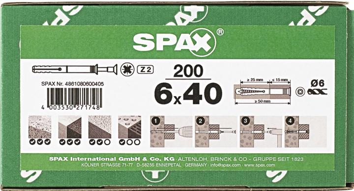 Actual product image Spax Nail Dowel Countersunk Head Z2 (200 pcs.)