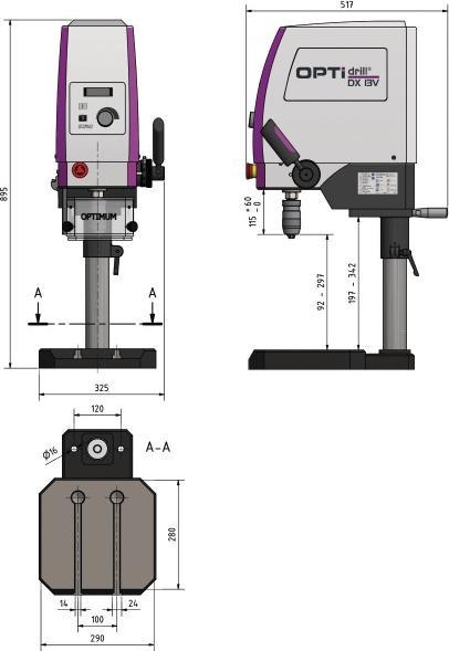 Image du produit Opti Perceuse d'établi DX 13 V 13 (S235JR) mm B16 100-3000 min-¹