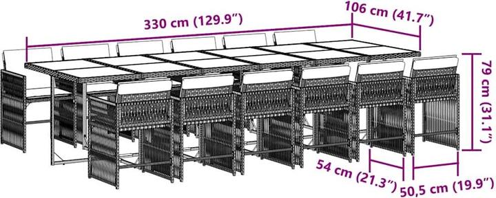 Produktbild vidaXL Garten Essgruppe (330 x 106 x 73 cm)