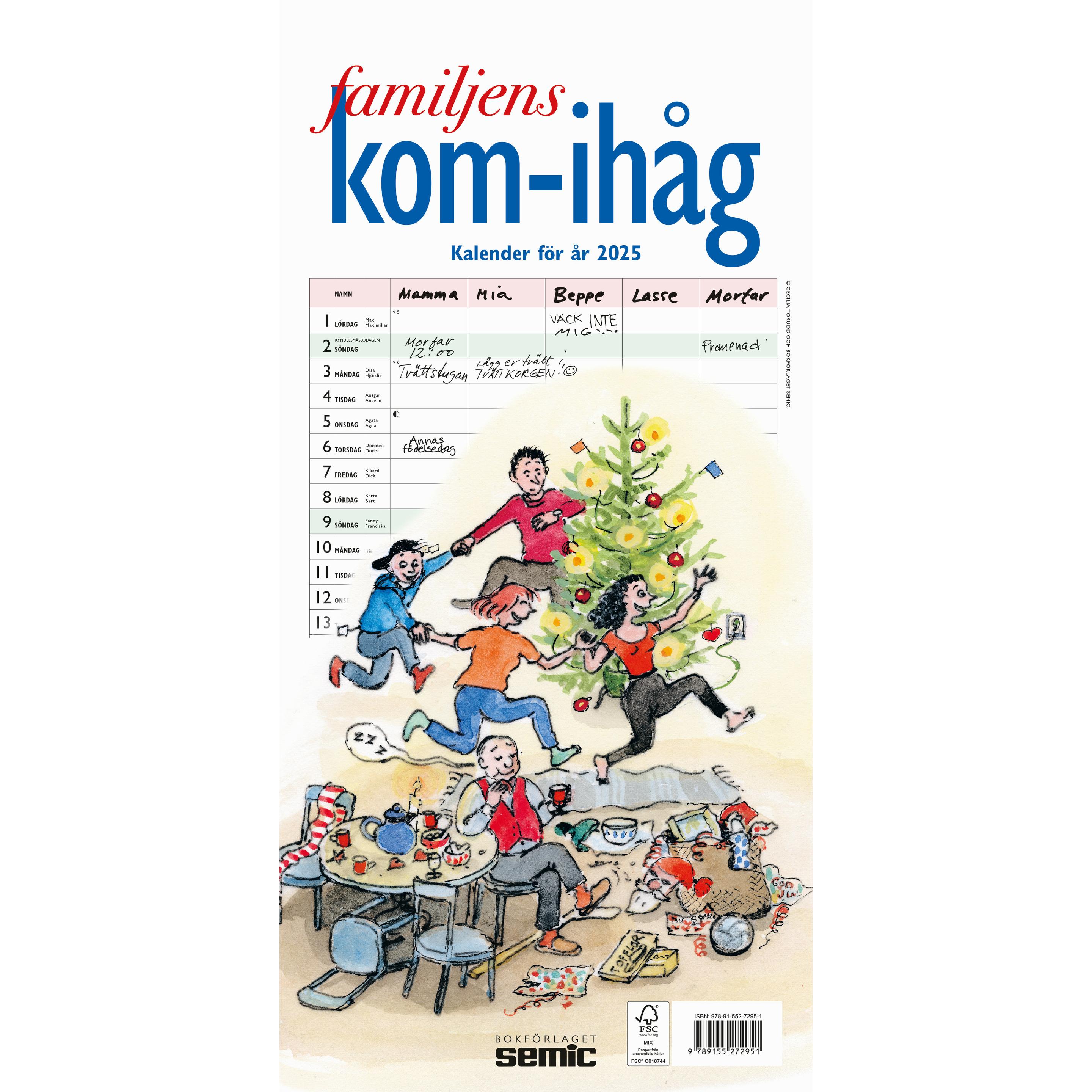 Bonnier Publishing Fiction, Agenda, Familjens kom-ihåg-kalender 2025 (Schwedisch)