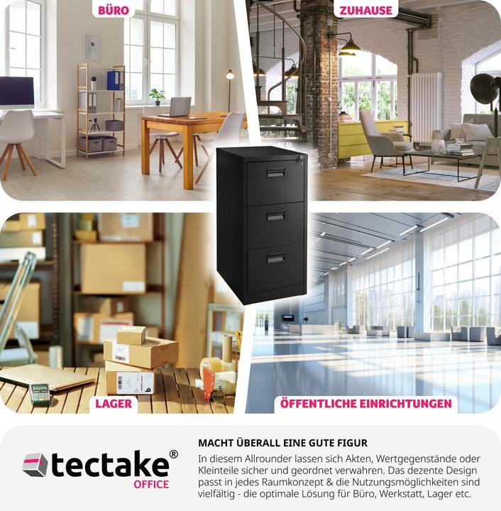 Image du produit tectake Armoire de bureau (62,5 x 46 x 103 cm)