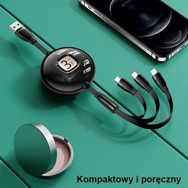 Actual product image Usams USB Usa Cable U69 3w1 1m Green / Green (lightning / microUSB / USB-C) SJ508USB03 (US-SJ508) (1 m)