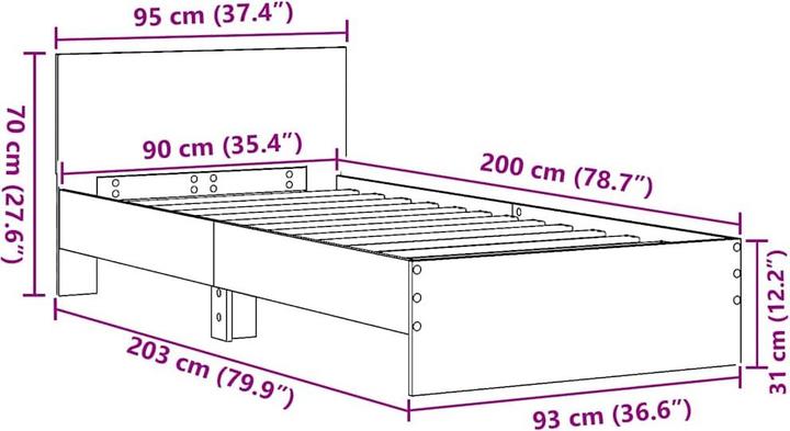 Actual product image vidaXL Bedstead (90 x 200 cm)