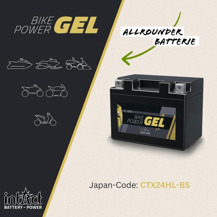 Actual product image Intact GEL12-24HL-BS Bike-Power GEL 24Ah Motorcycle Battery (DIN 82400) YTX24HL-BS (12 V, 24 Ah, 335 A)