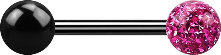 Actual product image Star Piercing Barbell schwarz mit Kugel und Kristallkugel pink Epoxy Schutzschicht (without brass, Titanium)