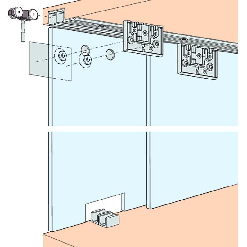 HAWA, Türbeschlag + Scharnier, Schiebetürbeschläge -CLIPO 16 GS, Inslide