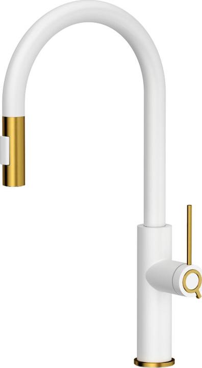 Q Company Jennifer Q Line Slim SteelQ Mitigeur de cuisine vertical blanc avec éléments dorés (84818011)