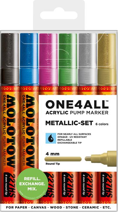 Actual product image Molotow Acrylic Marker Metallic Set of 6 (Sorted, 4 mm, 6 x)