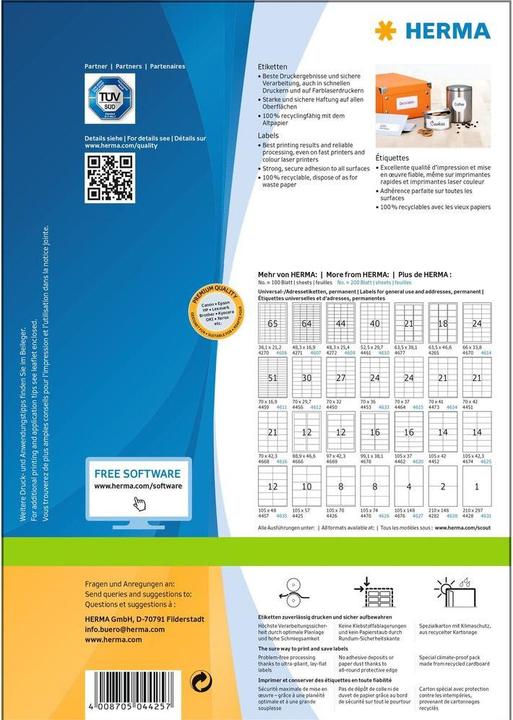 Image du produit HERMA Étiquettes d'adresse A4