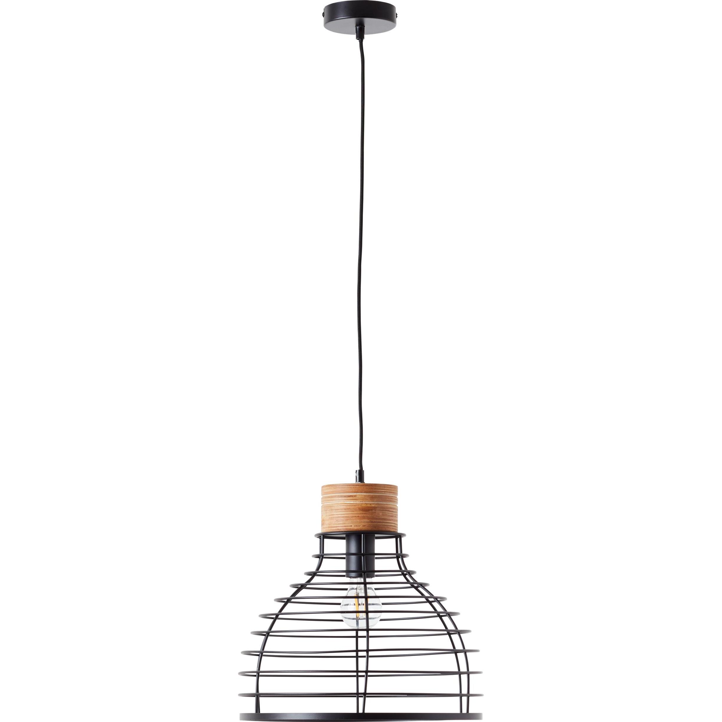 Brilliant, Pendelleuchte, Avia Pendelleuchte 35cm schwarz/holz (E27)