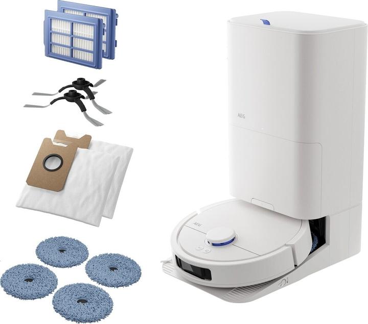 Actual product image AEG AR81UW3SW Saugroboter mit Wischfunktion, LiDAR und KI-Navigation, Präzise Hinderniserkennung, bi (Wiping pads (rotating))