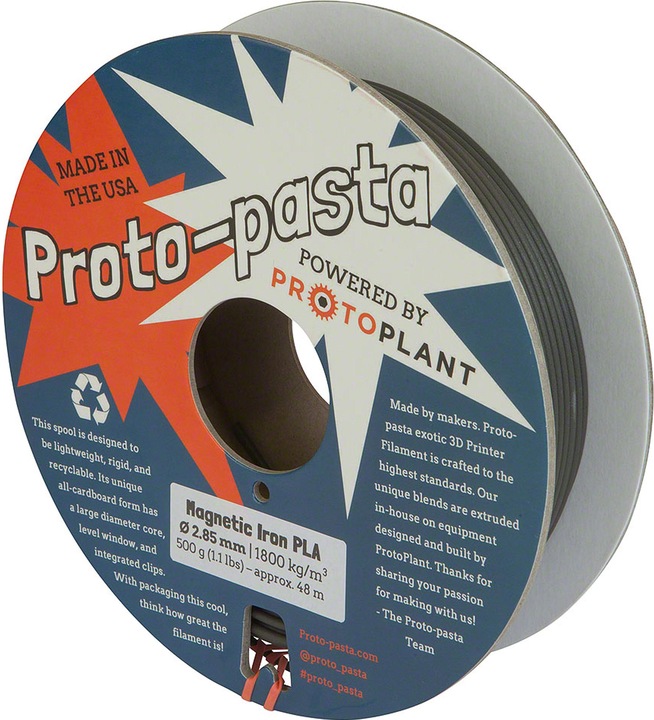 Produktbild Proto-pasta Magnetic Iron PLA 2.85 mm 500g (PLA, 2.85 mm, 500 g, Grau)