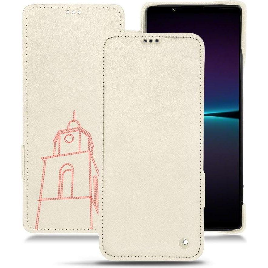 Noreve Lederschutzhülle horizontal (Sony Xperia 1 IV), Smartphone Hülle, Weiss