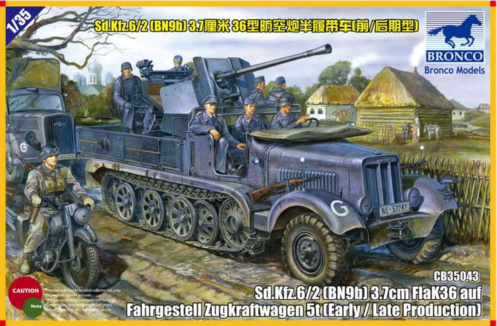 Actual product image Bronco Sd.kfz 6/2 5t 3.7cm Flak36 half-trackBN9 Early/Late Prod.