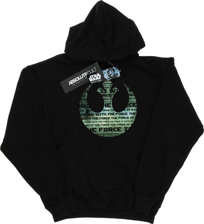 Actual product image Star Wars Mens Rogue One I'm One With The Force Alliance Emblem Green Hoodie (XL)
