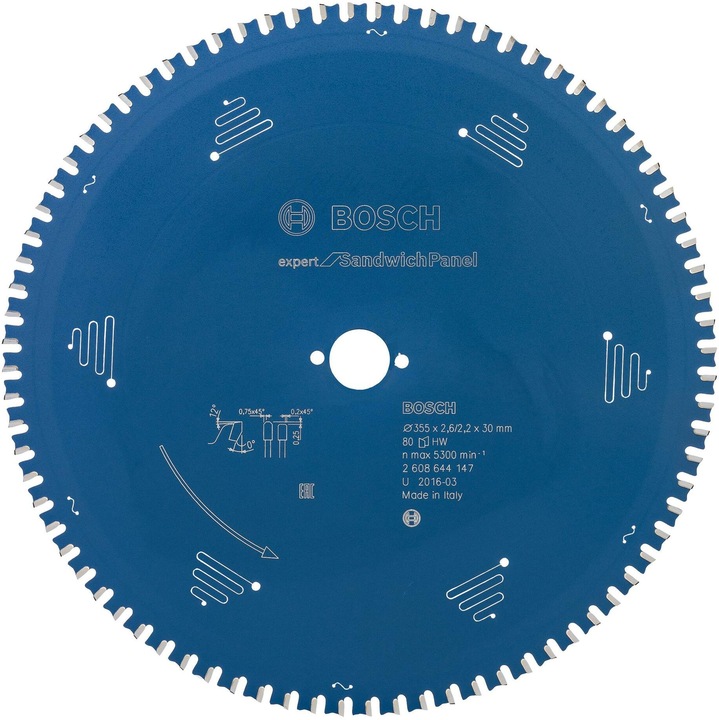Bosch Professional Zubehör Lama circolare Expert per pannelli Sandwich, 355 x 30 x 2,6 mm, 80