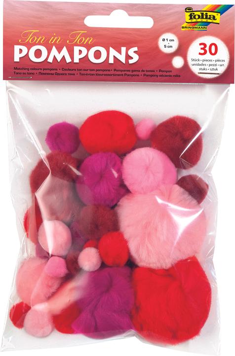 Folia Pompons, 30 Stck, TON IN TON MIX Rot