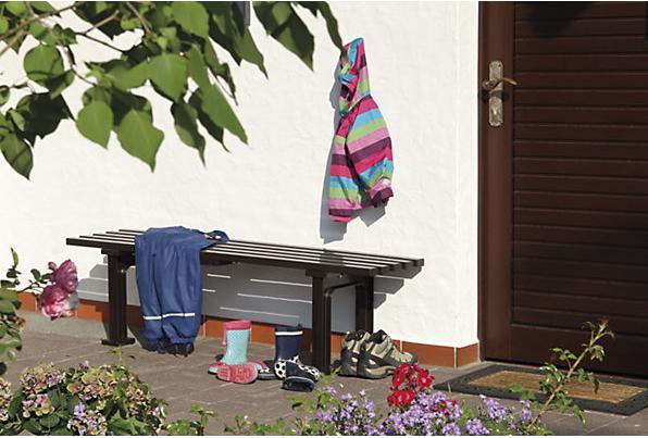 Actual product image Blome Seating bench without backrest, with 5 slats, length 1500 mm, white.