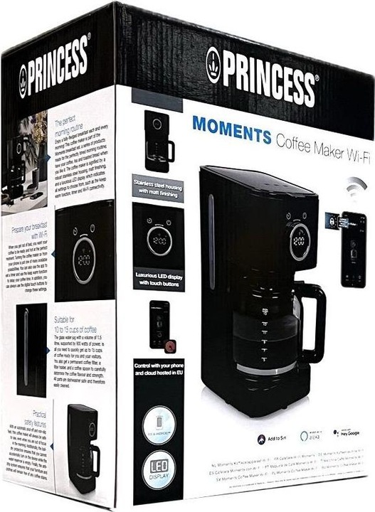 Produktbild Princess Edle Edelstahl Kaffeemaschine in mit WiFi-Konnektivität & Timer (EU-Stecker)