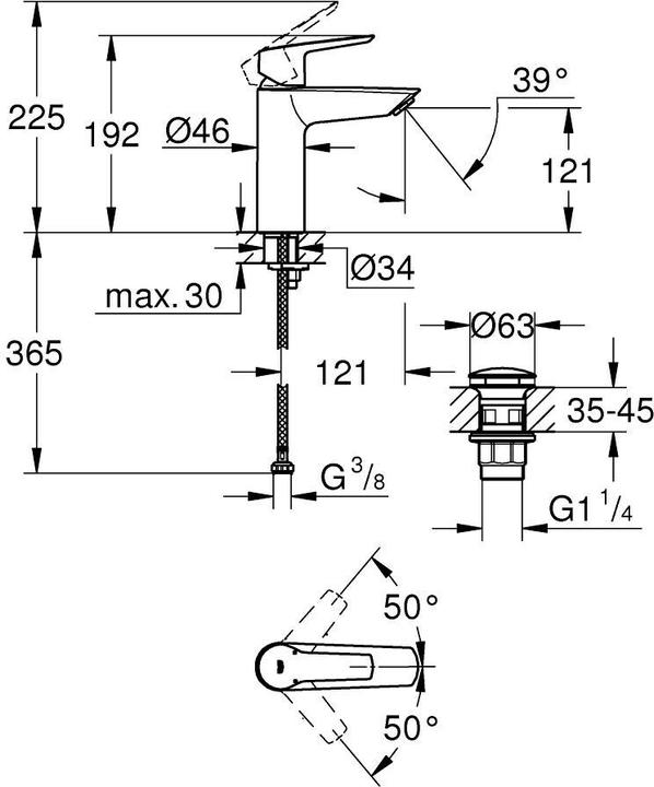 Produktbild Grohe Start QuickFix Lavaboarmatur, M-Size, Push-Open, energiesparend, mattschwarz