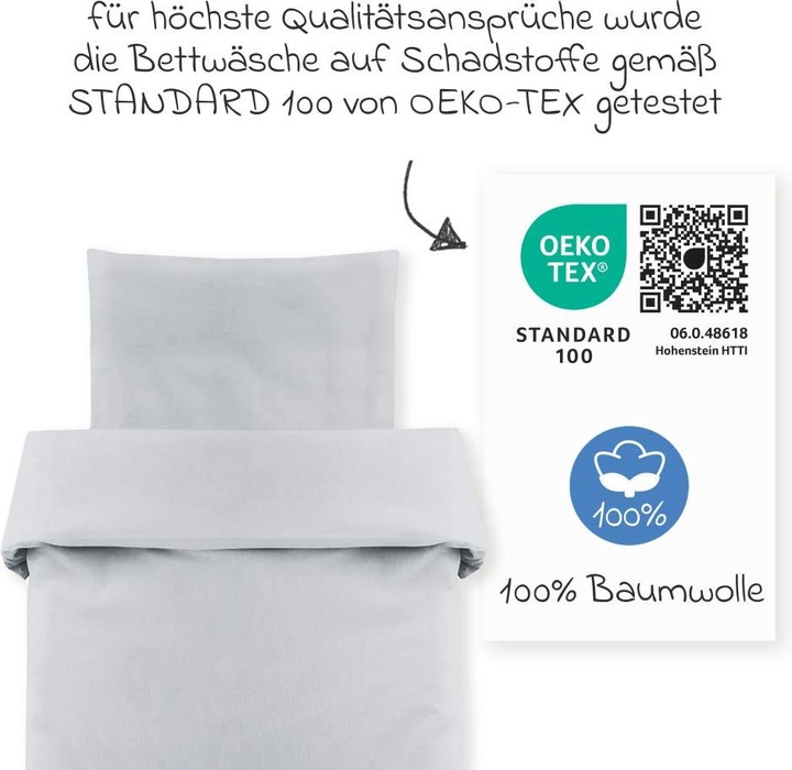 Immagine prodotto Makian Biancheria da letto per bambini e set da letto Biancheria da letto 80 x 80 cm - Uni - Grigio (80 x 80 cm, 35 x 40 cm)