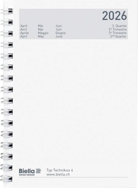 Image du produit Biella Agenda trimestriel Technikus 4 (Anglais, Allemand, Français, Italien)