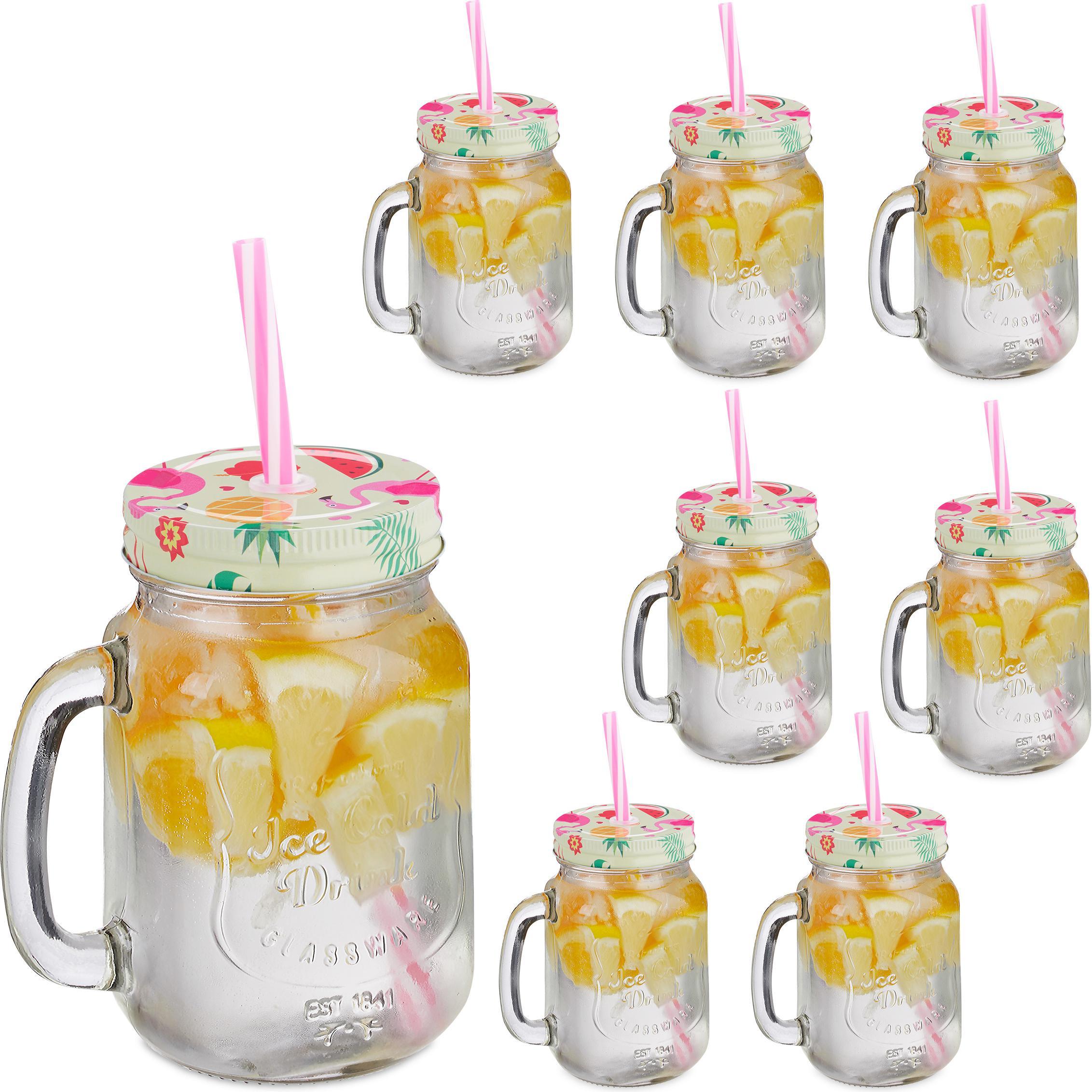 Relaxdays 8x Trinkglas, Trinkgläser, Transparent