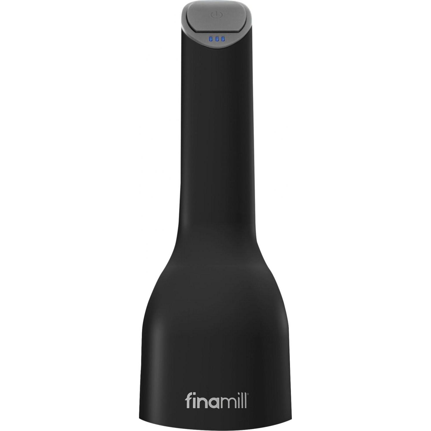 FinaMill One midnight black mit zwei FinaPod Pro Plus Wiederaufladbar, Pfeffermühle + Salzmühle, Schwarz