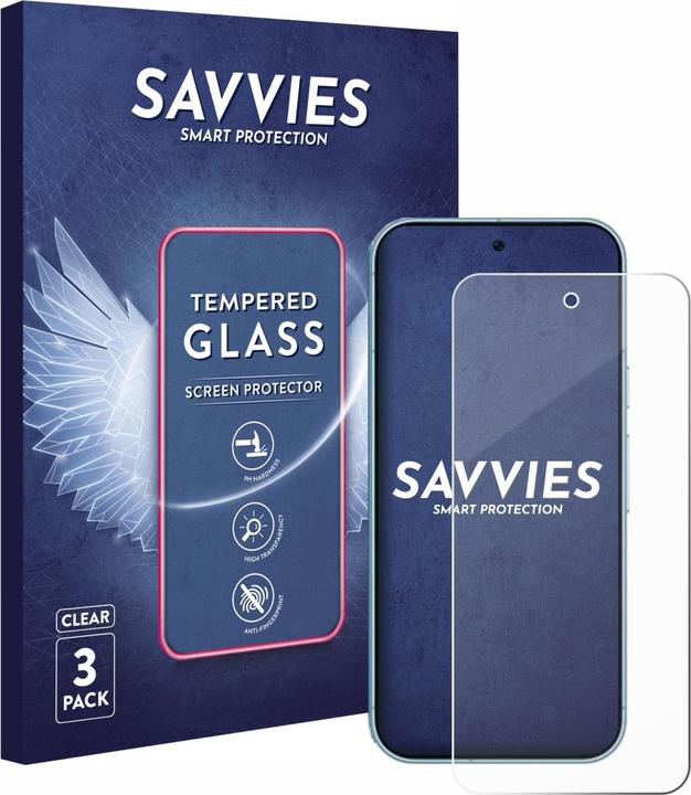 Productafbeelding Savvies 9H gepantserde glazen screenprotector Helder transparant glas (3 Stuk, Google Pixel 9 Pro Fold)