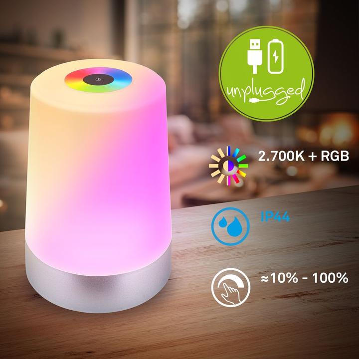 Image du produit Briloner Akku RGB+W LED Tischleuchte, Chrome-matt (280 lm)