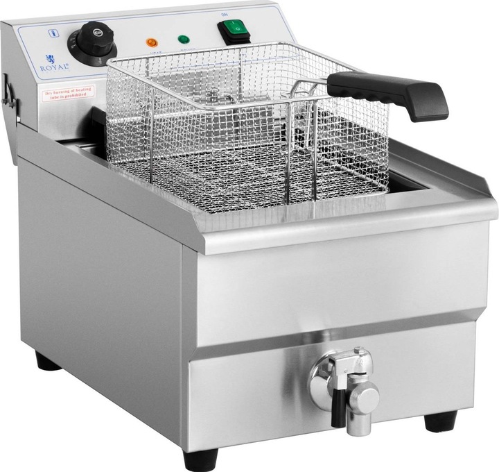 Produktbild Royal Catering Fritteuse Elektro Fritteuse Edelstahl Gastronomie Ablasshahn Kaltzone 6000 W 16L