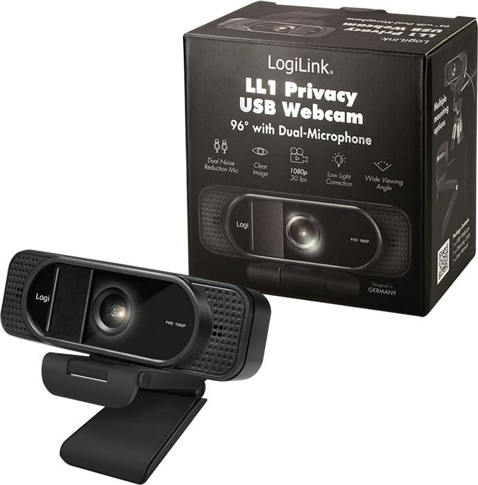 Produktbild LogiLink Webcam 1080p FHD Webcam + Mikrofon Privacy 96° (2 Mpx)