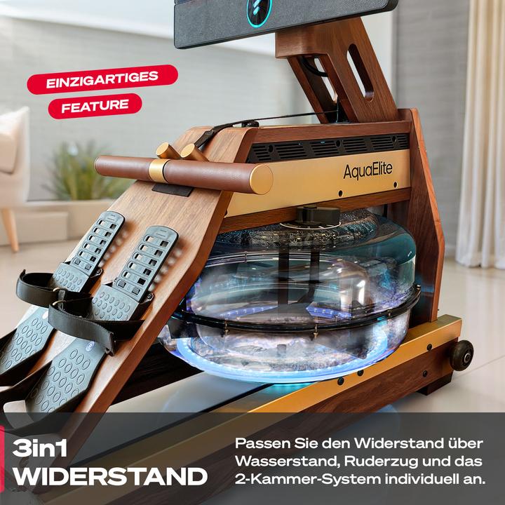 Actual product image (Set-A) Sportstech Rudergerät AquaElite Walnut