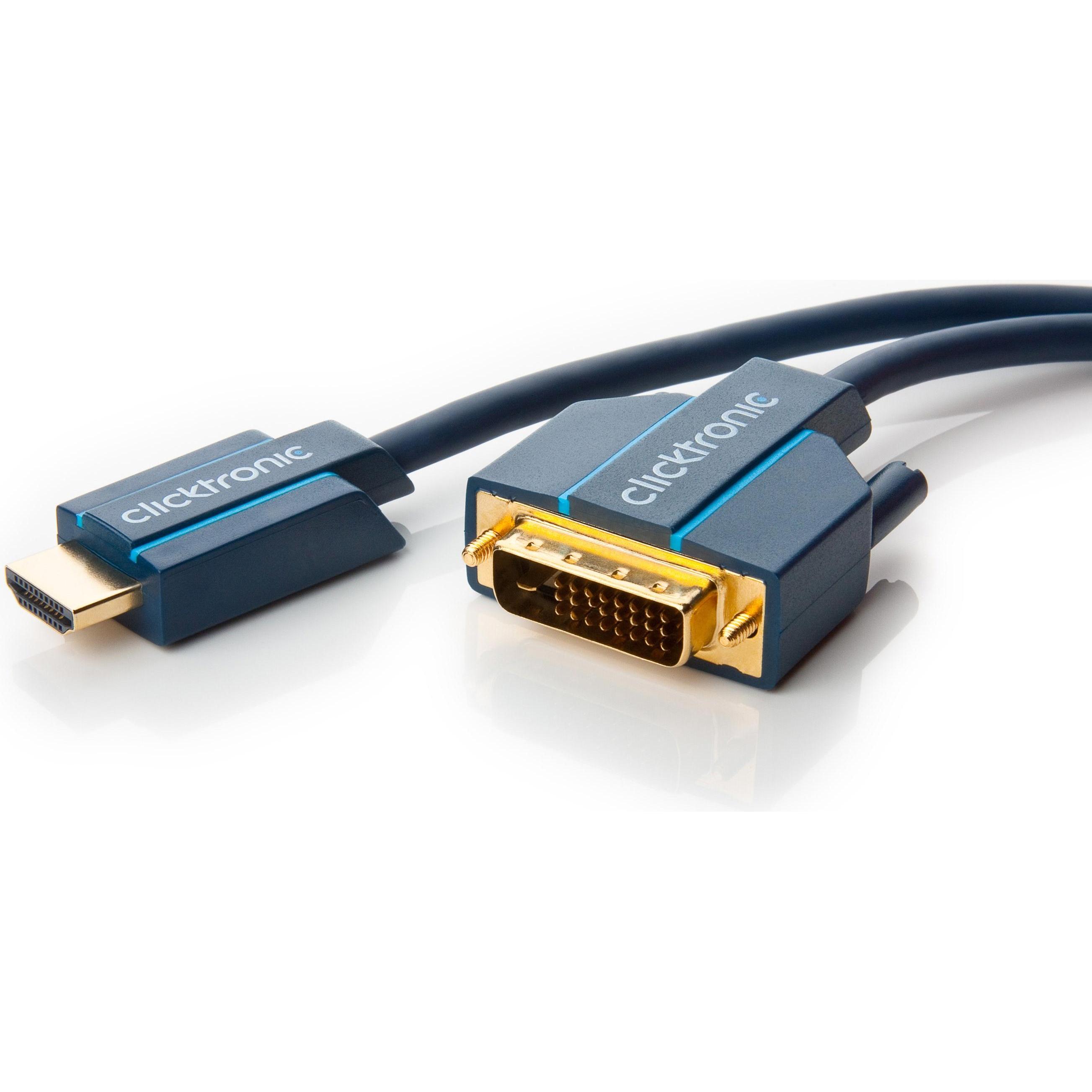 clicktronic HDMI (Typ A) — DVI (3 m, DVI, HDMI), Video Kabel