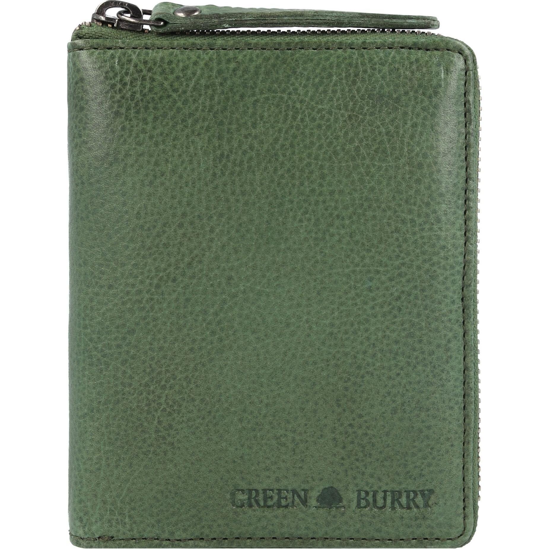 Greenburry, Herren, Portemonnaie, Vintage Washed Geldbörse Leder 10 cm, Grün