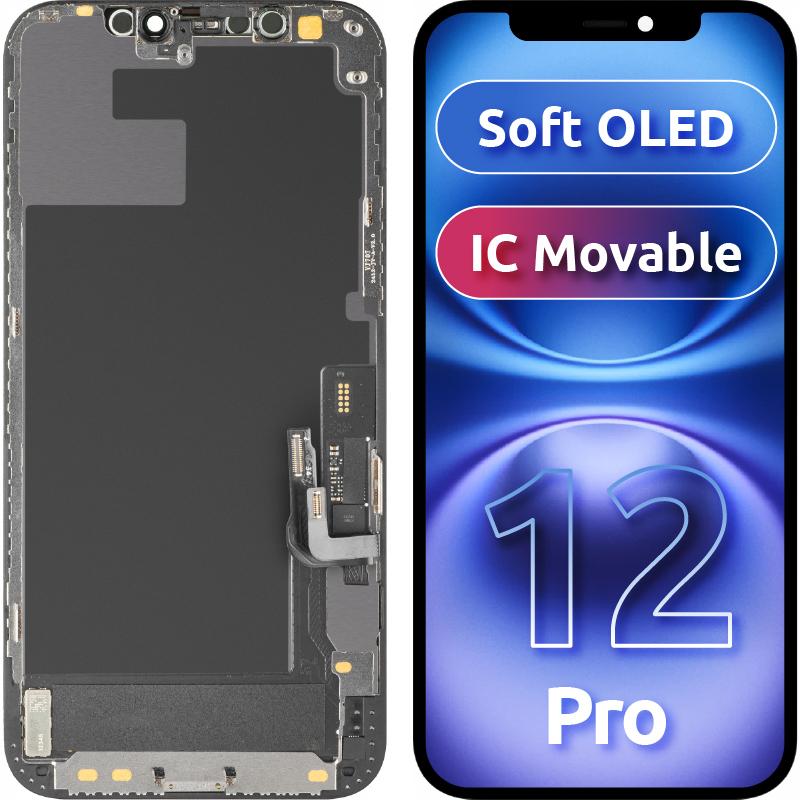 MP Display Unit f?r iPhone 12 / 12 Pro, Soft OLED FHD IC Movable Version, Aftermarket, Black (Display, iPhone 12, iPhone 12 Pro), Pezzi di ricambio pe