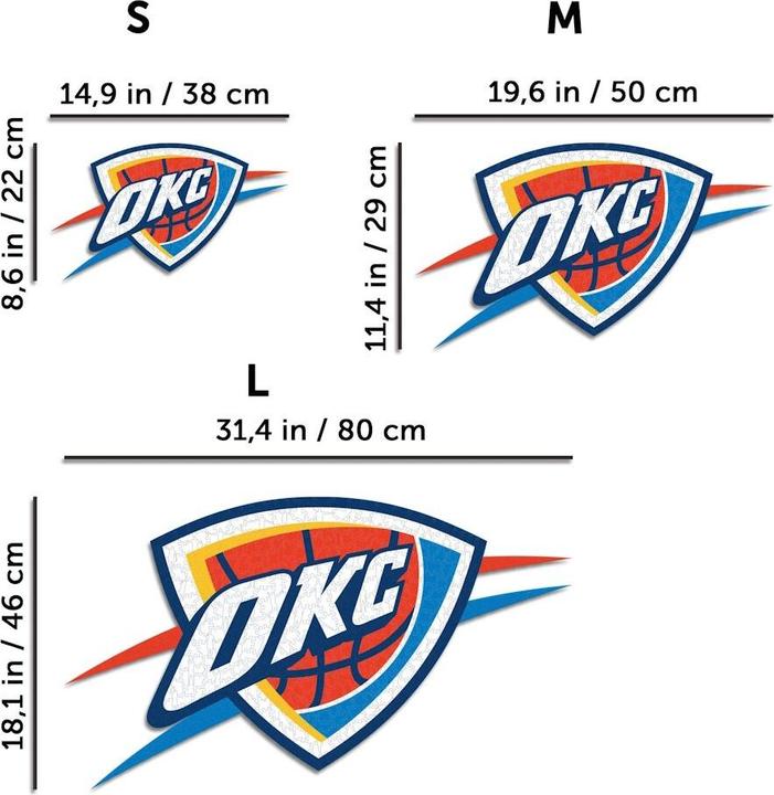 Actual product image Iconic NBA - Oklahoma City Thunder - Logo - Wooden Puzzle Size L (500 pieces) (500 pieces)