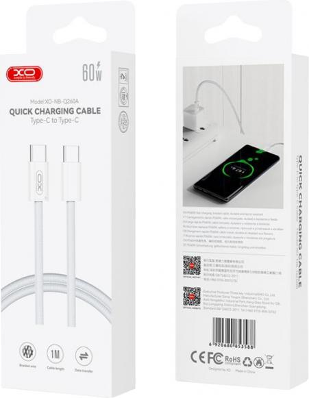 Actual product image xO cable NB-Q260B PD USB-C - USB-C 1,5m white 60W (1.50 m, 60 W)