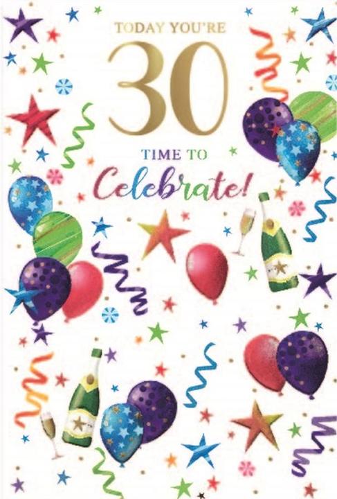 Produktbild Simon Elvin Time To Celebrate! Grusskarte 30. Geburtstag Karton (6erPack) (6 Stk.)