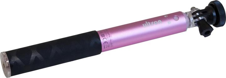Actual product image Ultron selfie Alu 80 pink aluminum selfie stick with separate Bluetooth trigger