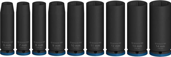 Productafbeelding Bosch Professional Zubehör PRO Slagmoerdoppenset, 1/4", diep, 9 stuks. (6 mm, 12 mm, 14 mm, 10 mm, 7 mm, 11 mm, 8 mm, 9 mm, 13 mm)