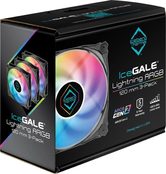 Produktbild Iceberg Thermal IceGALE ARGB Gen2.0 -120 mm Black (3er Pack) (120 mm, 3 x)